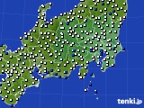 関東・甲信地方のアメダス実況(風向・風速)(2018年06月25日)