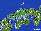 中国地方のアメダス実況(風向・風速)(2018年06月30日)