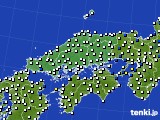 中国地方のアメダス実況(風向・風速)(2018年07月08日)