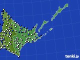 道東のアメダス実況(風向・風速)(2018年07月15日)