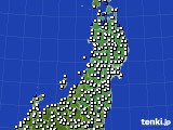 2018年07月16日の東北地方のアメダス(風向・風速)