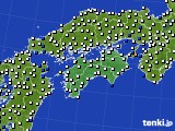 四国地方のアメダス実況(風向・風速)(2018年08月15日)