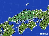 中国地方のアメダス実況(風向・風速)(2018年08月18日)