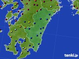 宮崎県のアメダス実況(日照時間)(2018年08月19日)