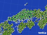 中国地方のアメダス実況(風向・風速)(2018年08月21日)