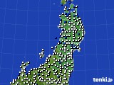 東北地方のアメダス実況(風向・風速)(2018年09月18日)