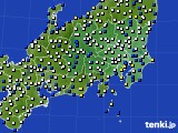 関東・甲信地方のアメダス実況(風向・風速)(2018年10月01日)
