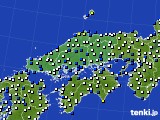 中国地方のアメダス実況(風向・風速)(2018年10月01日)