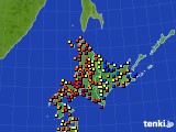 北海道地方のアメダス実況(日照時間)(2018年10月02日)