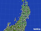 2018年10月02日の東北地方のアメダス(風向・風速)