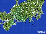 2018年10月02日の東海地方のアメダス(風向・風速)