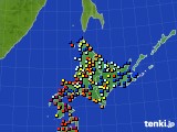 北海道地方のアメダス実況(日照時間)(2018年10月08日)