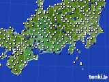 2018年10月12日の東海地方のアメダス(風向・風速)