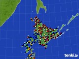 2018年10月14日の北海道地方のアメダス(日照時間)