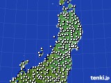 2018年10月18日の東北地方のアメダス(風向・風速)