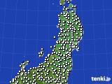 東北地方のアメダス実況(風向・風速)(2018年10月22日)