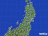 2018年10月22日の東北地方のアメダス(風向・風速)