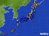 アメダス実況(日照時間)(2018年10月23日)