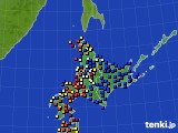 2018年10月24日の北海道地方のアメダス(日照時間)