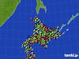 北海道地方のアメダス実況(日照時間)(2018年10月25日)