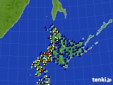 北海道地方のアメダス実況(日照時間)(2018年10月27日)