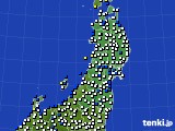 2018年10月27日の東北地方のアメダス(風向・風速)