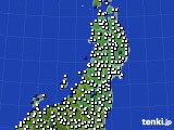 2018年10月28日の東北地方のアメダス(風向・風速)