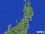 2018年10月29日の東北地方のアメダス(風向・風速)