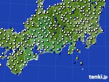 2018年10月29日の東海地方のアメダス(風向・風速)