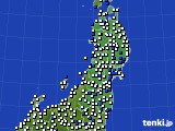 2018年11月23日の東北地方のアメダス(風向・風速)