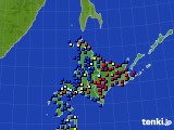 北海道地方のアメダス実況(日照時間)(2018年12月11日)
