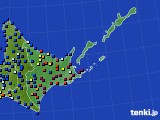 道東のアメダス実況(日照時間)(2018年12月19日)