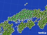 2018年12月21日の中国地方のアメダス(風向・風速)