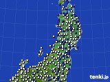東北地方のアメダス実況(風向・風速)(2018年12月24日)