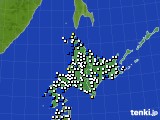 北海道地方のアメダス実況(風向・風速)(2018年12月25日)