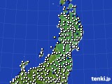 東北地方のアメダス実況(風向・風速)(2019年01月01日)