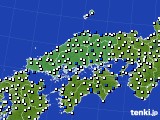 中国地方のアメダス実況(風向・風速)(2019年01月02日)