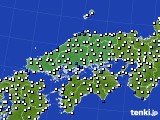 中国地方のアメダス実況(風向・風速)(2019年01月07日)