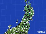 東北地方のアメダス実況(風向・風速)(2019年01月10日)