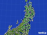 東北地方のアメダス実況(風向・風速)(2019年01月16日)