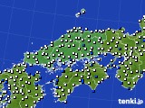 中国地方のアメダス実況(風向・風速)(2019年01月16日)