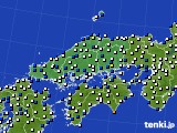 中国地方のアメダス実況(風向・風速)(2019年01月20日)