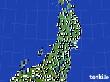 東北地方のアメダス実況(風向・風速)(2019年01月23日)