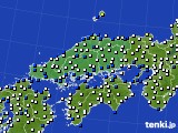 中国地方のアメダス実況(風向・風速)(2019年01月23日)