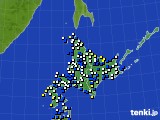 北海道地方のアメダス実況(風向・風速)(2019年01月24日)