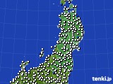 東北地方のアメダス実況(風向・風速)(2019年01月25日)