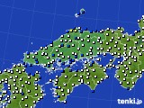 中国地方のアメダス実況(風向・風速)(2019年01月25日)