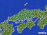 中国地方のアメダス実況(風向・風速)(2019年02月10日)