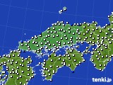 中国地方のアメダス実況(風向・風速)(2019年02月15日)