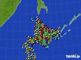 北海道地方のアメダス実況(日照時間)(2019年02月21日)